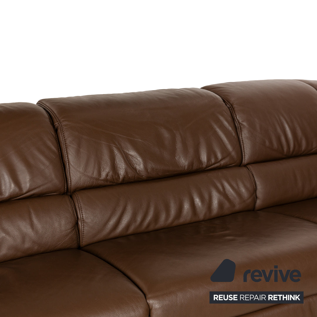 Himolla 1301 Leder Ecksofa Braun elektrische & manuelle Funktion Sofa Couch