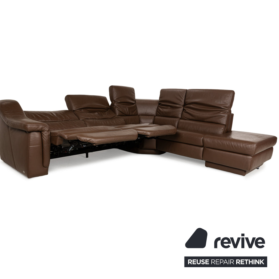 Himolla 1301 Leder Ecksofa Braun elektrische & manuelle Funktion Sofa Couch