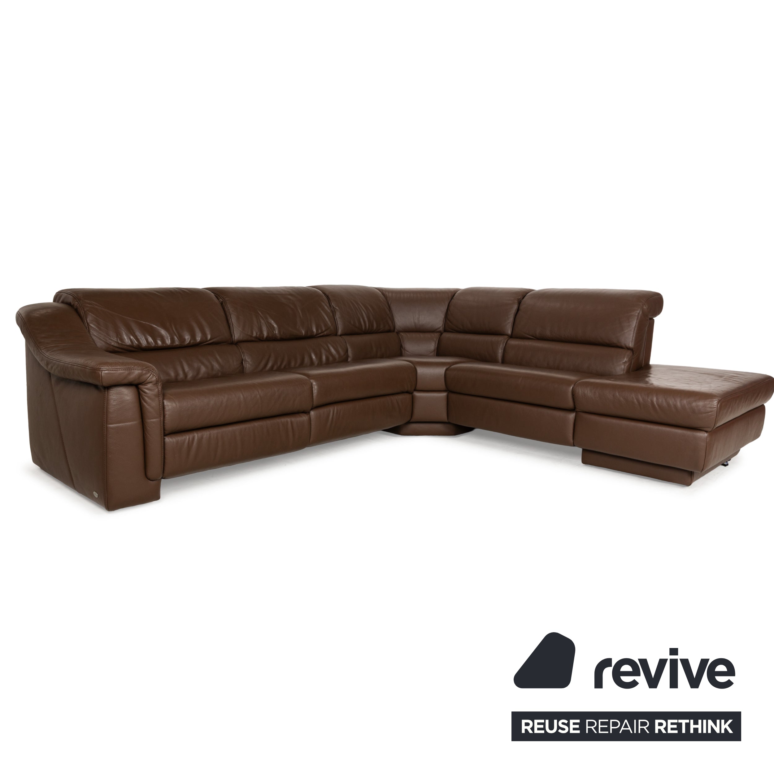 Himolla 1301 Leather Corner Sofa Brown Electric & Manual Function Sofa Couch