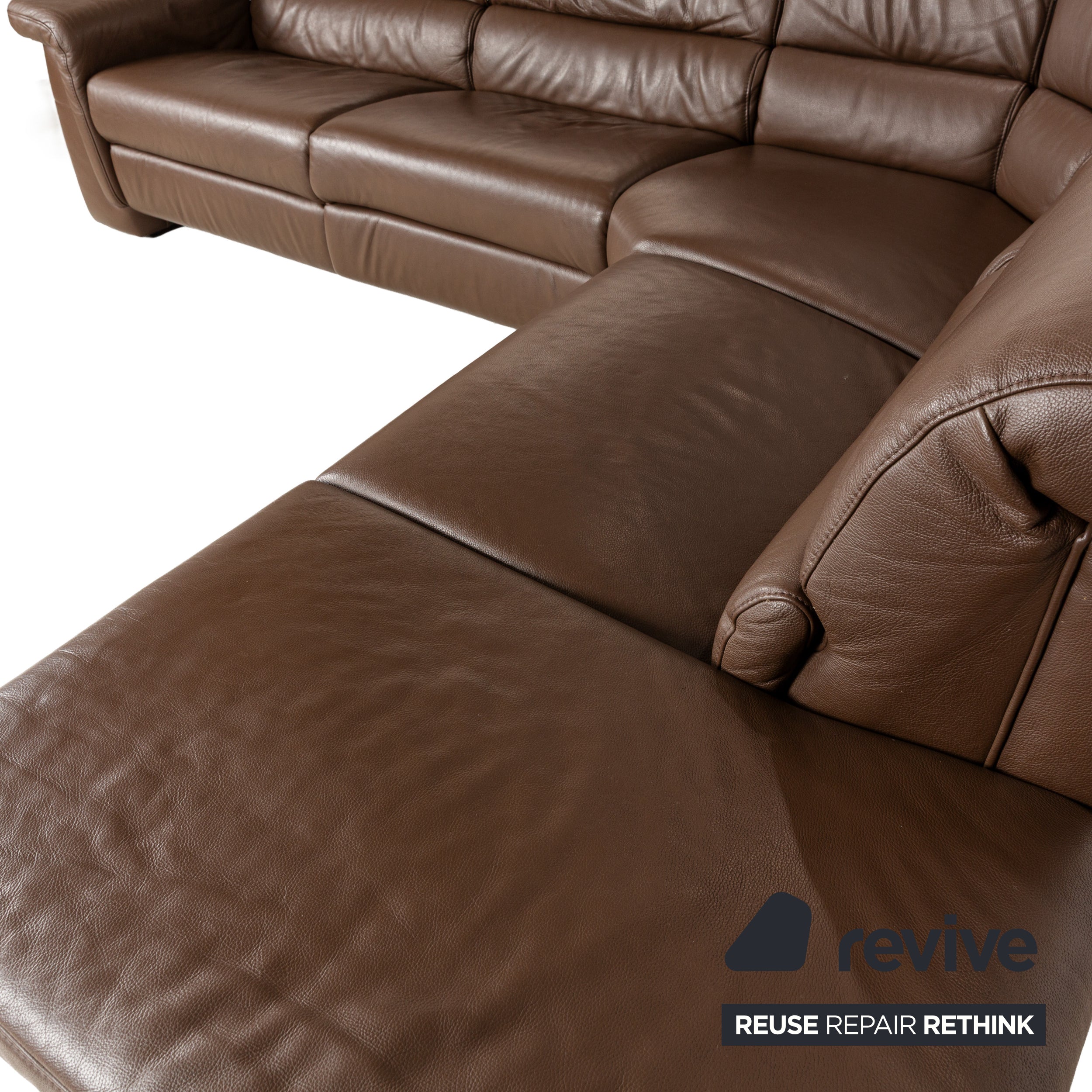 Himolla 1301 Leather Corner Sofa Brown Electric & Manual Function Sofa Couch