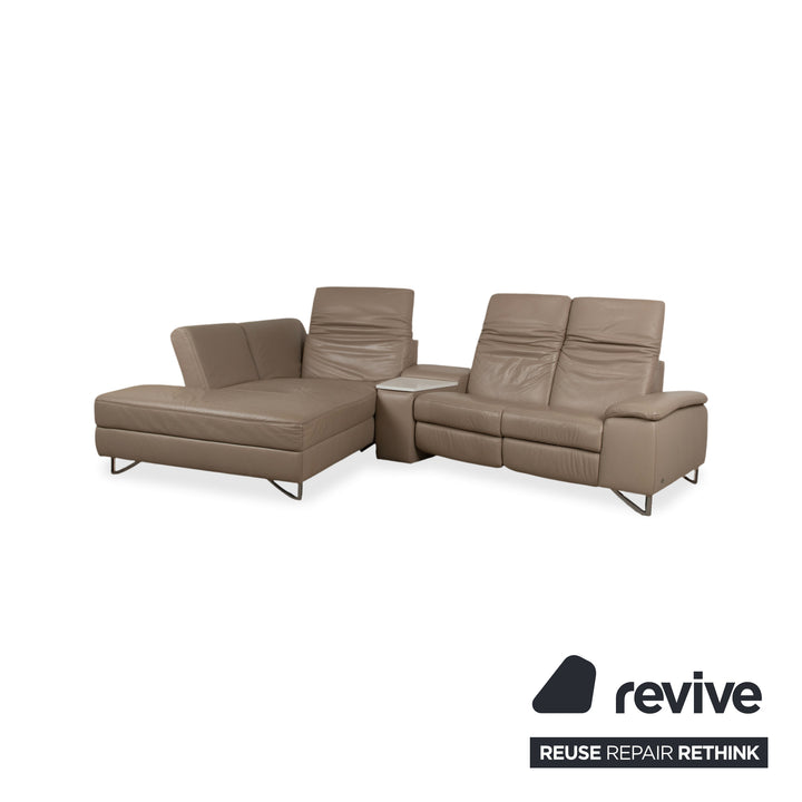 Himolla 1401 Leder Ecksofa Braun Taupe manuelle Funktion Sofa Couch