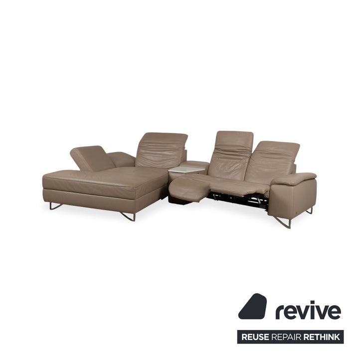 Himolla 1401 Leder Ecksofa Braun Taupe manuelle Funktion Sofa Couch