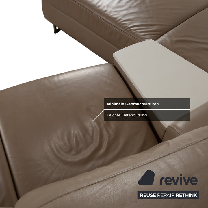 Himolla 1401 Leder Ecksofa Braun Taupe manuelle Funktion Sofa Couch
