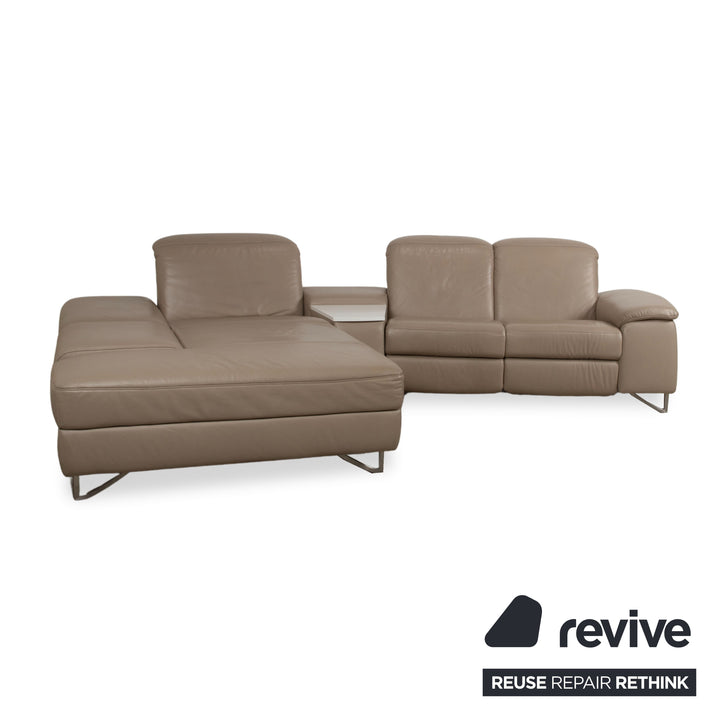 Himolla 1401 Leder Ecksofa Braun Taupe manuelle Funktion Sofa Couch