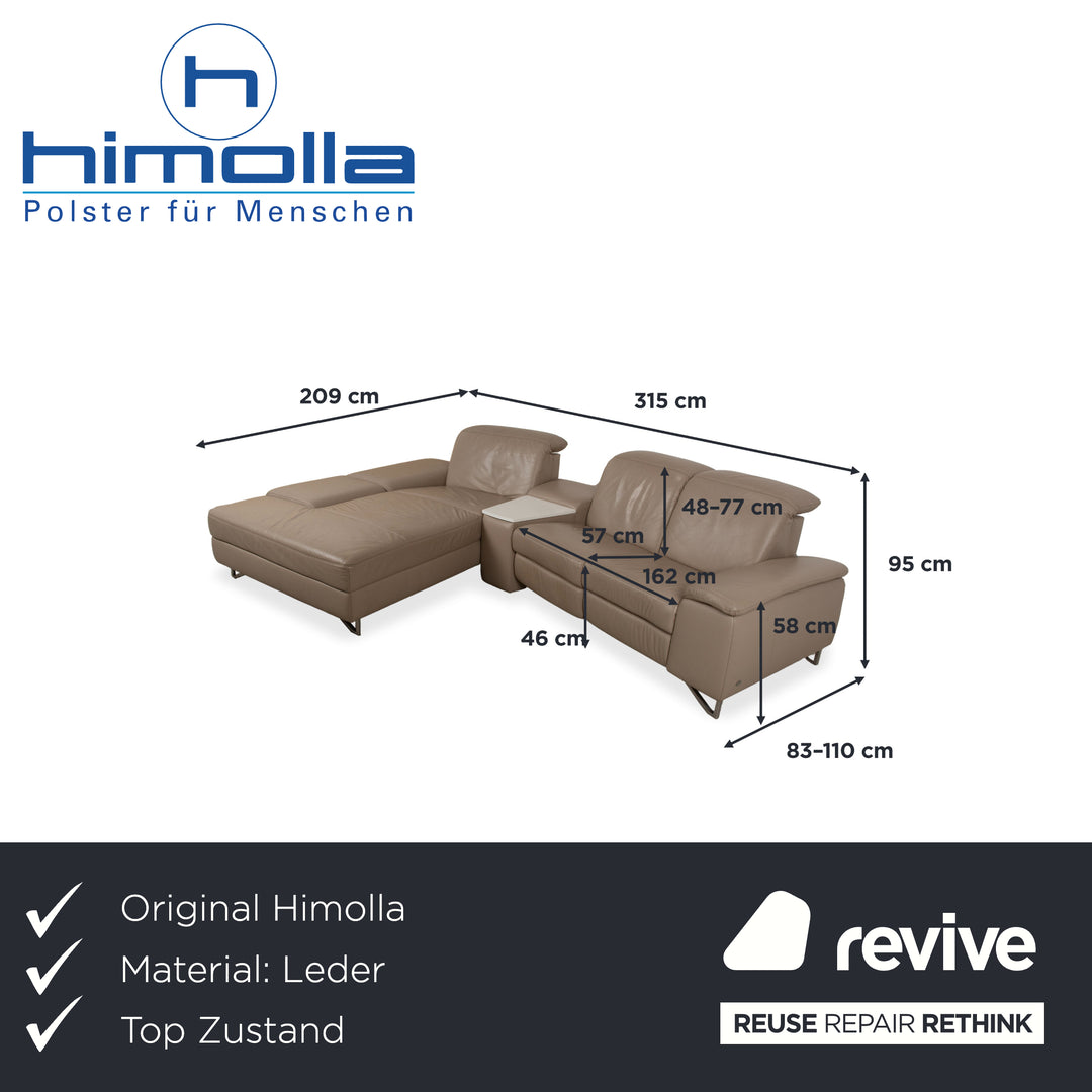 Himolla 1401 Leder Ecksofa Braun Taupe manuelle Funktion Sofa Couch