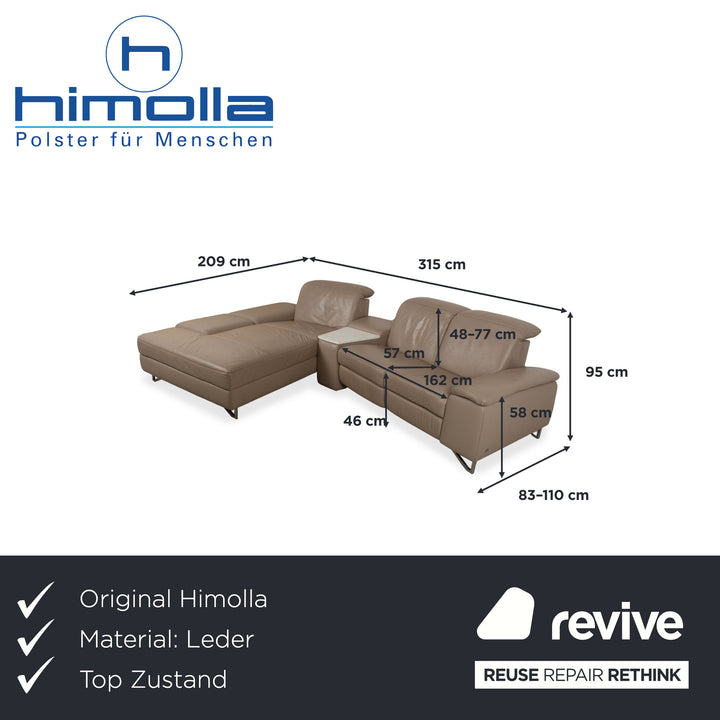 Himolla 1401 Leder Ecksofa Braun Taupe manuelle Funktion Sofa Couch