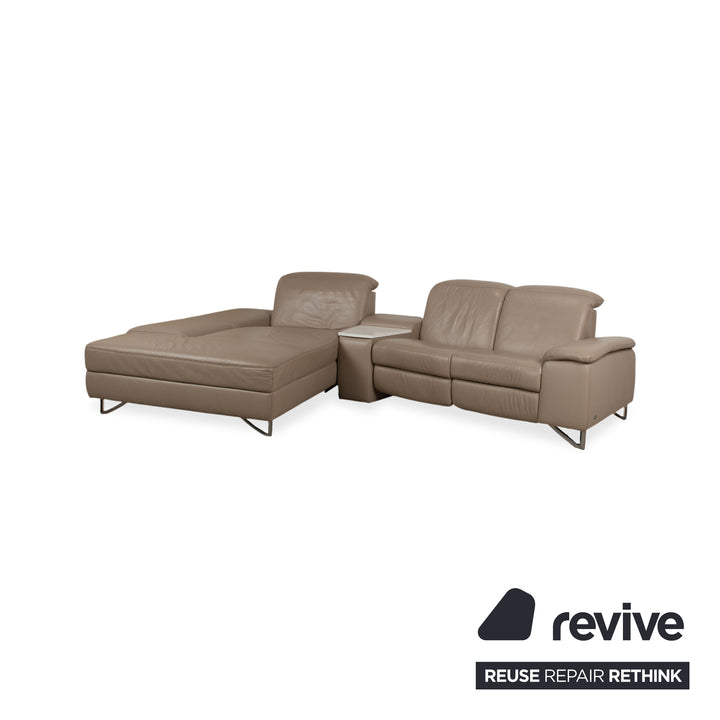 Himolla 1401 Leder Ecksofa Braun Taupe manuelle Funktion Sofa Couch