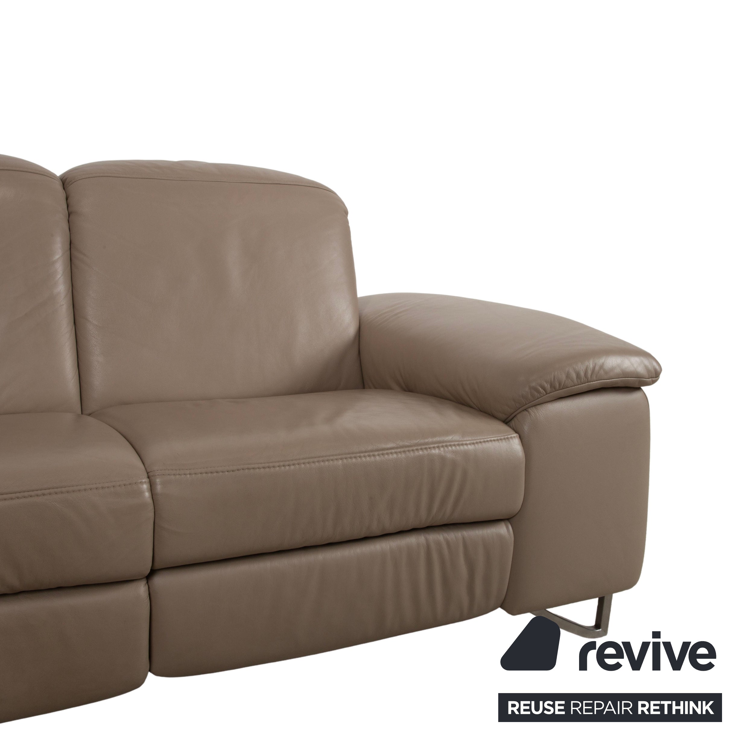 Himolla 1401 Leather Corner Sofa Brown Taupe Manual Function Sofa Couch