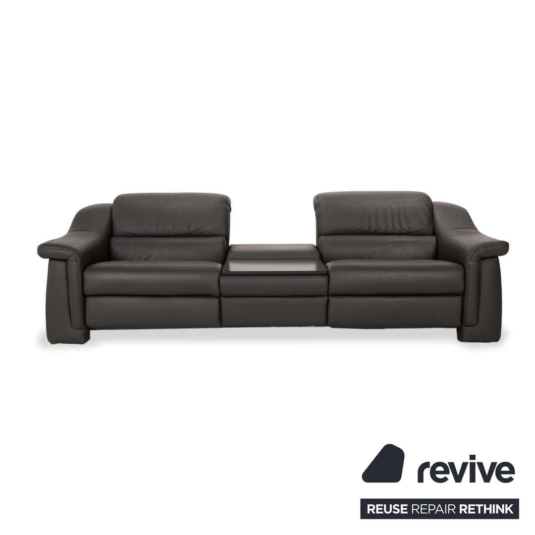 Himolla 1501 Leather Two-Seater Grey Electric Function Sofa Couch
