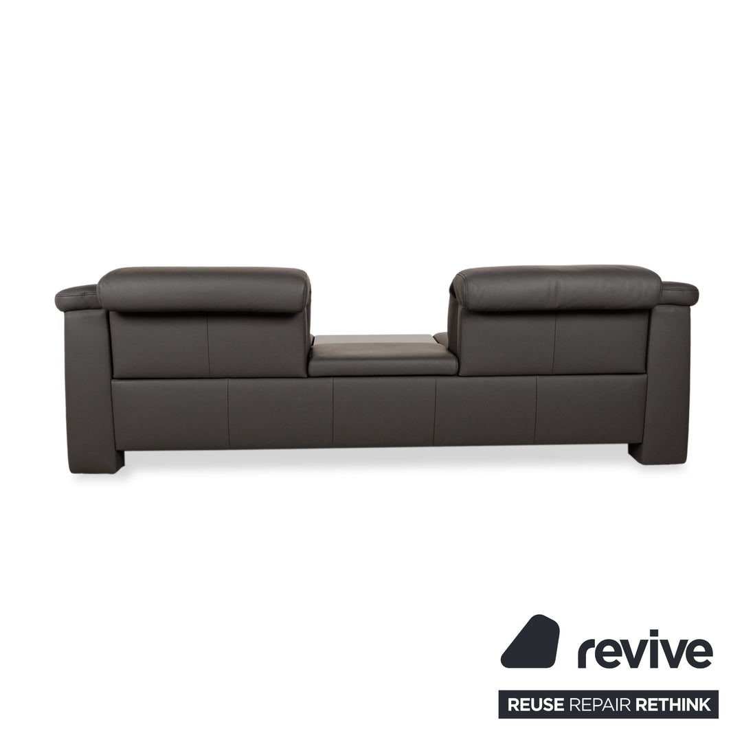 Himolla 1501 Leather Two-Seater Grey Electric Function Sofa Couch