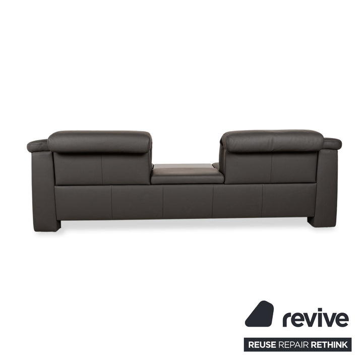 Himolla 1501 Leather Two-Seater Grey Electric Function Sofa Couch