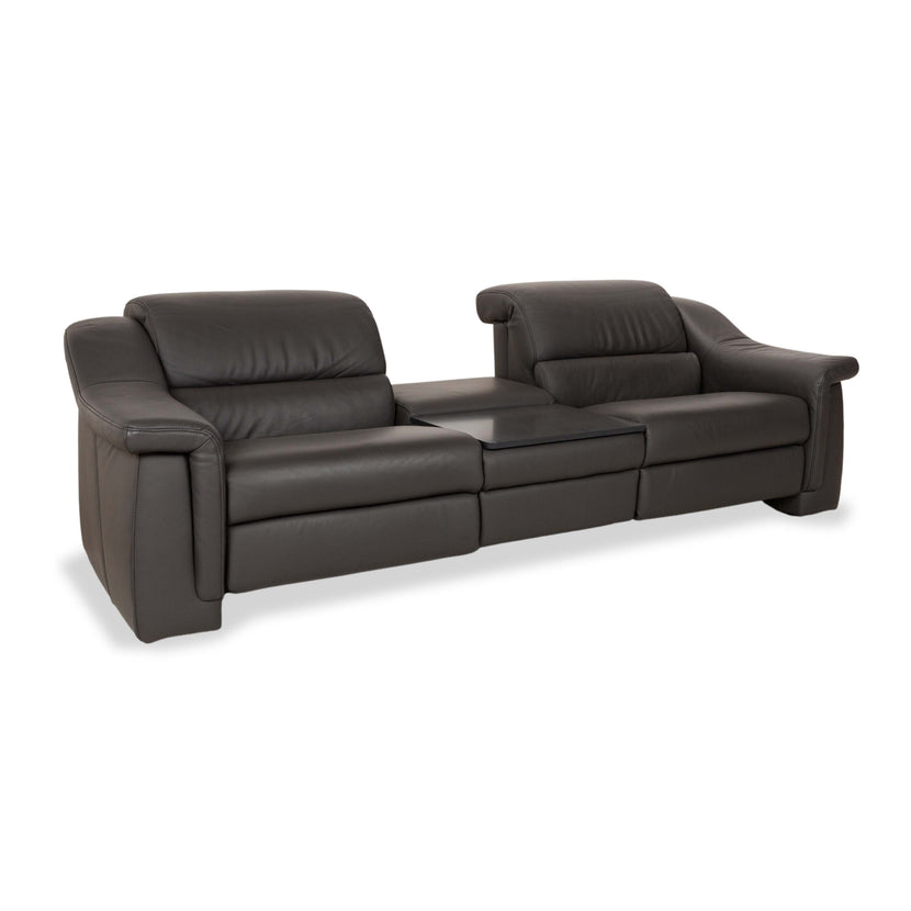 Himolla 1501 Leather Two-Seater Grey Electric Function Sofa Couch