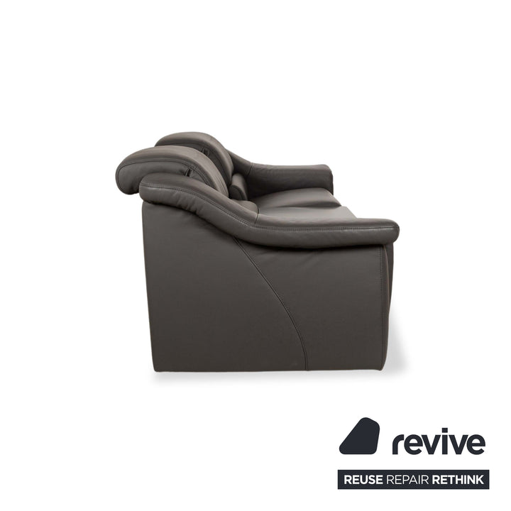 Himolla 1501 Leather Two-Seater Grey Electric Function Sofa Couch