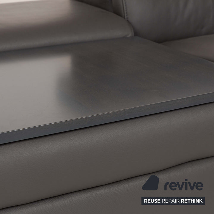 Himolla 1501 Leather Two-Seater Grey Electric Function Sofa Couch
