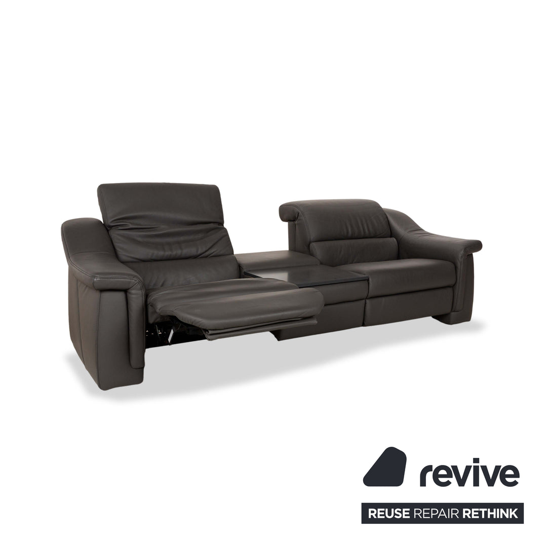 Himolla 1501 Leather Two-Seater Grey Electric Function Sofa Couch