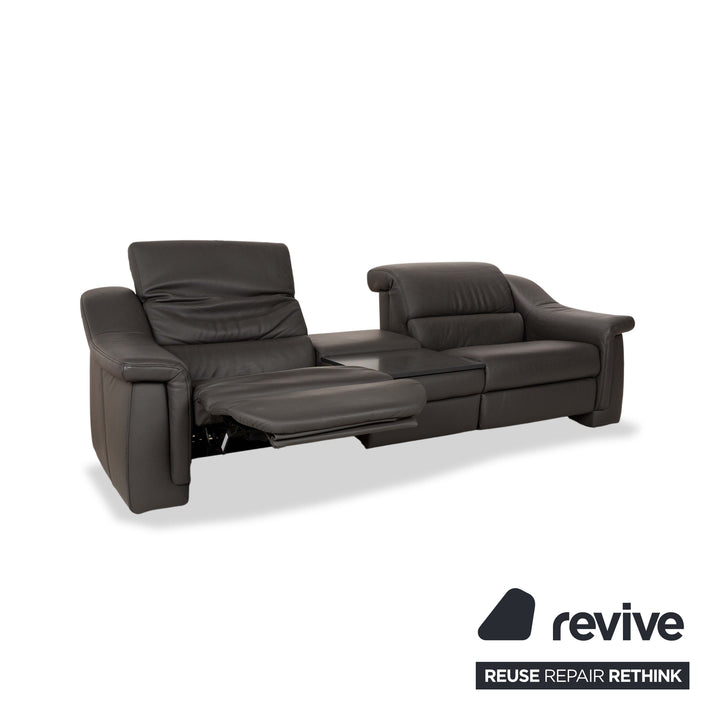 Himolla 1501 Leather Two-Seater Grey Electric Function Sofa Couch