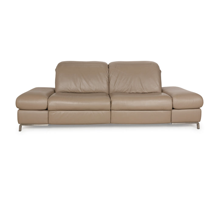 Himolla 1510 Leather Two-Seater Beige Electric Function Sofa Couch Relax Function