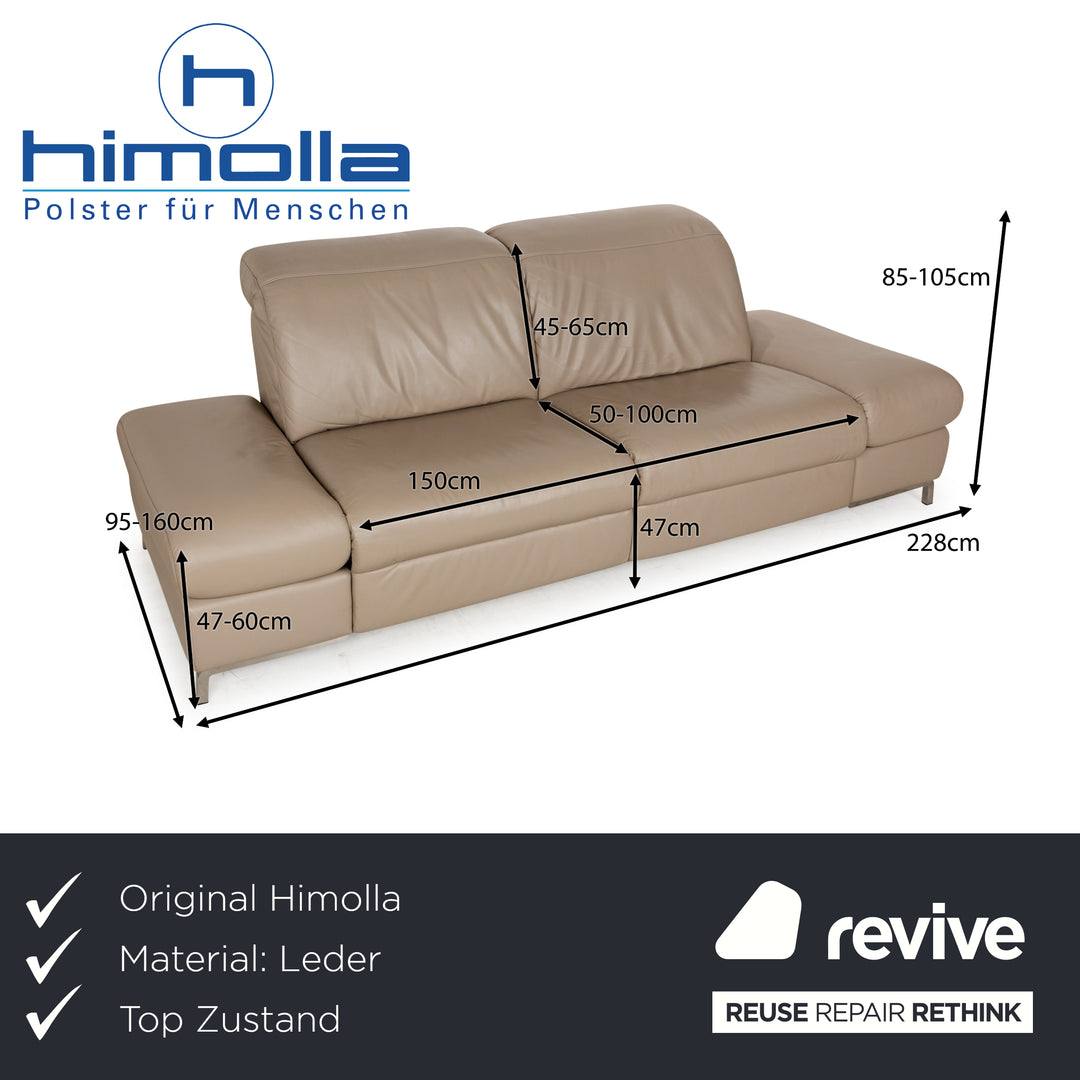 Himolla 1510 Leather Two-Seater Beige Electric Function Sofa Couch Relax Function