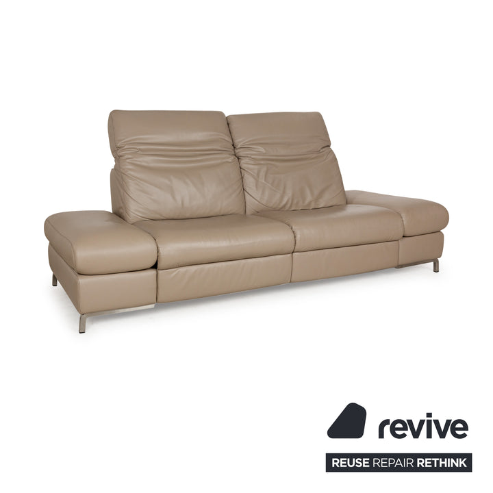 Himolla 1510 Leather Two-Seater Beige Electric Function Sofa Couch Relax Function