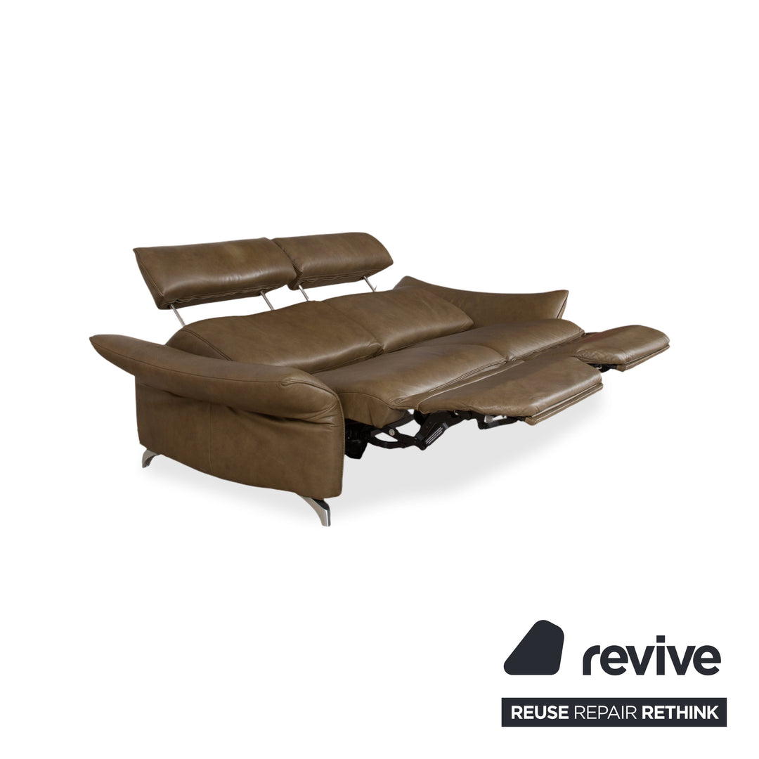 Himolla 1926 Leder Dreisitzer Braun Taupe elektrische / manuelle Funktion Sofa Couch