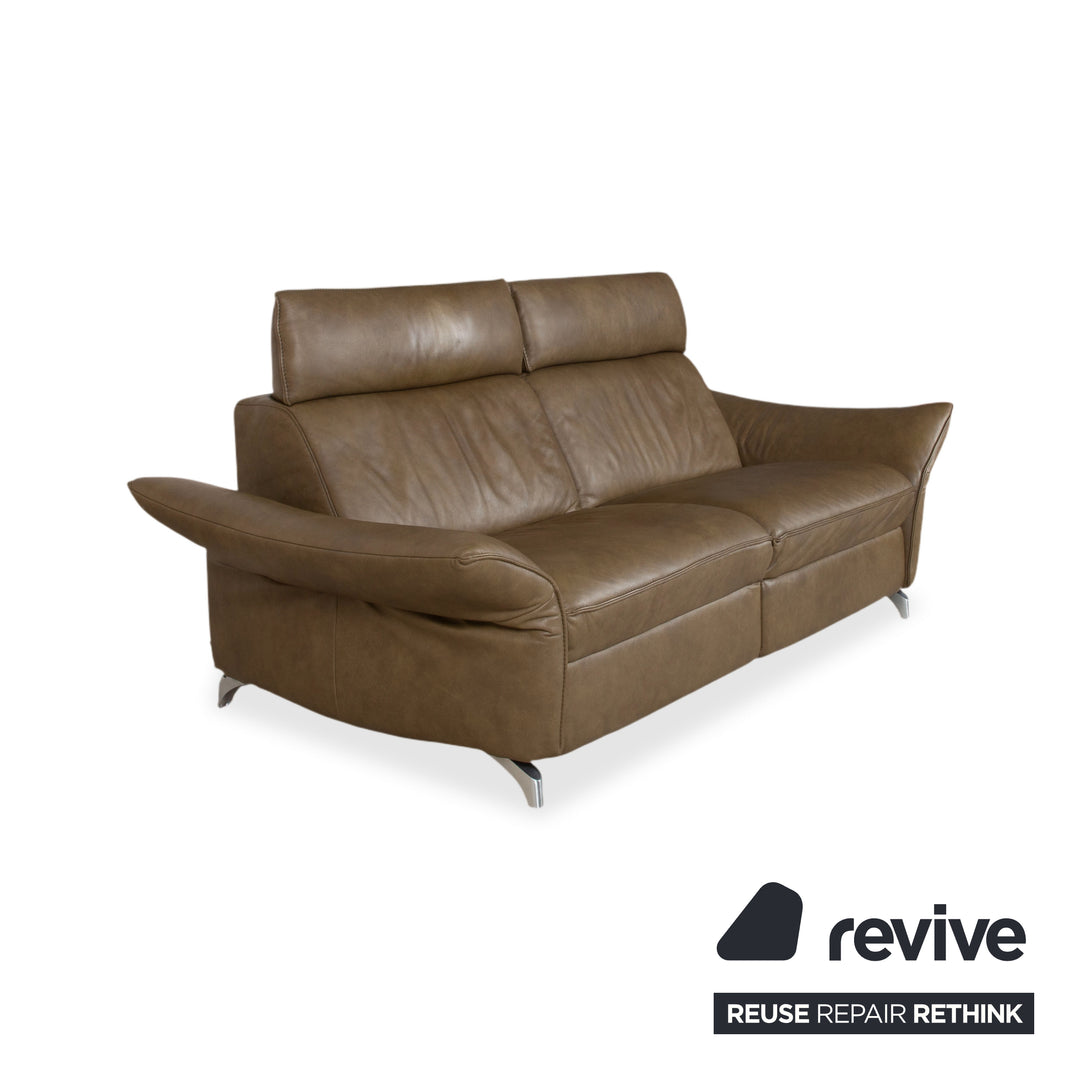 Himolla 1926 Leder Dreisitzer Braun Taupe elektrische / manuelle Funktion Sofa Couch