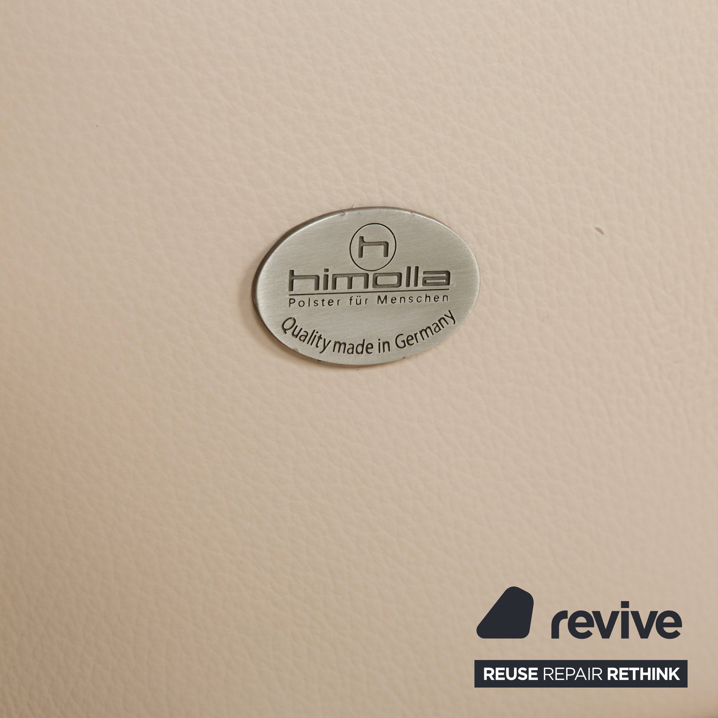 Himolla 1950 Leather Three-Seater Cream Sofa Couch Manual Function