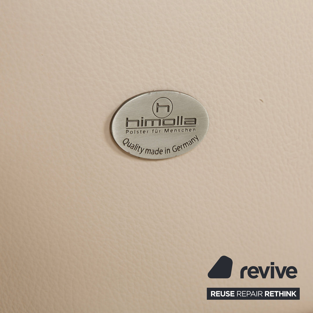 Himolla 1950 Leder Dreisitzer Creme Sofa Couch manuelle Funktion