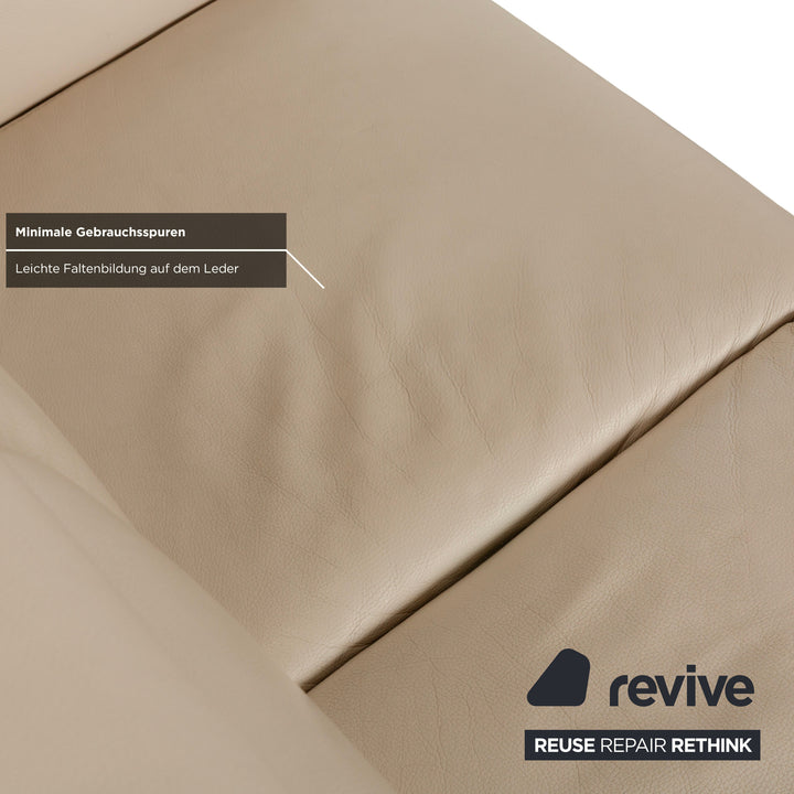 Himolla 1950 Leder Dreisitzer Creme Sofa Couch manuelle Funktion