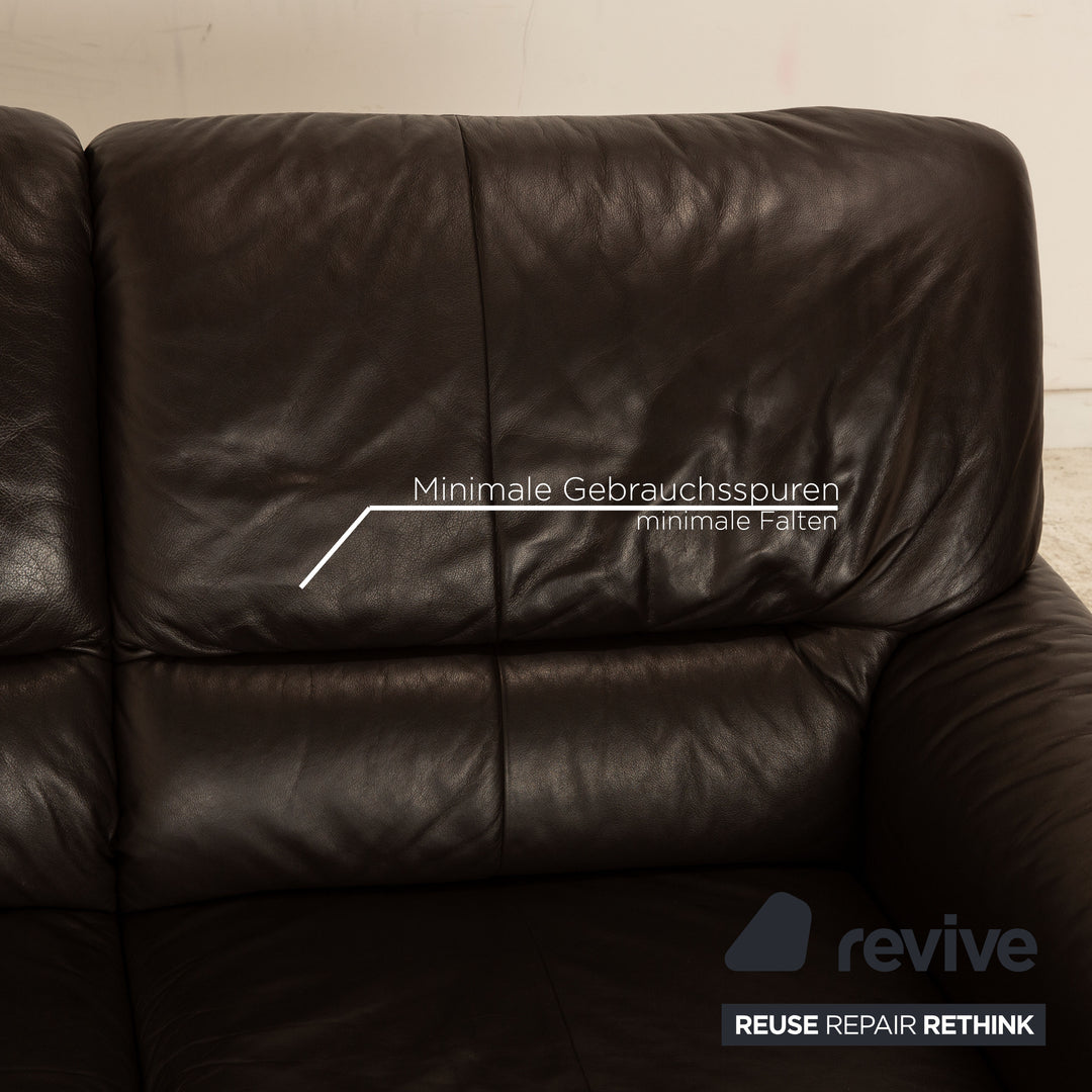 Himolla 2253 Leder Sofa Garnitur Dunkelbraun Zweisitzer Dreisitzer Couch manuelle Funktion Schlafsofa