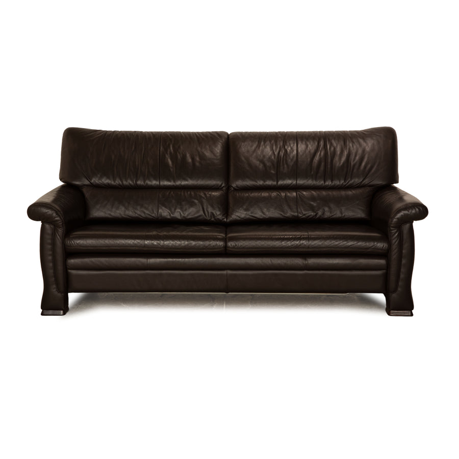 Himolla 2253 Leather Two Seater Dark Brown Sofa Couch Manual Function Sofa Bed