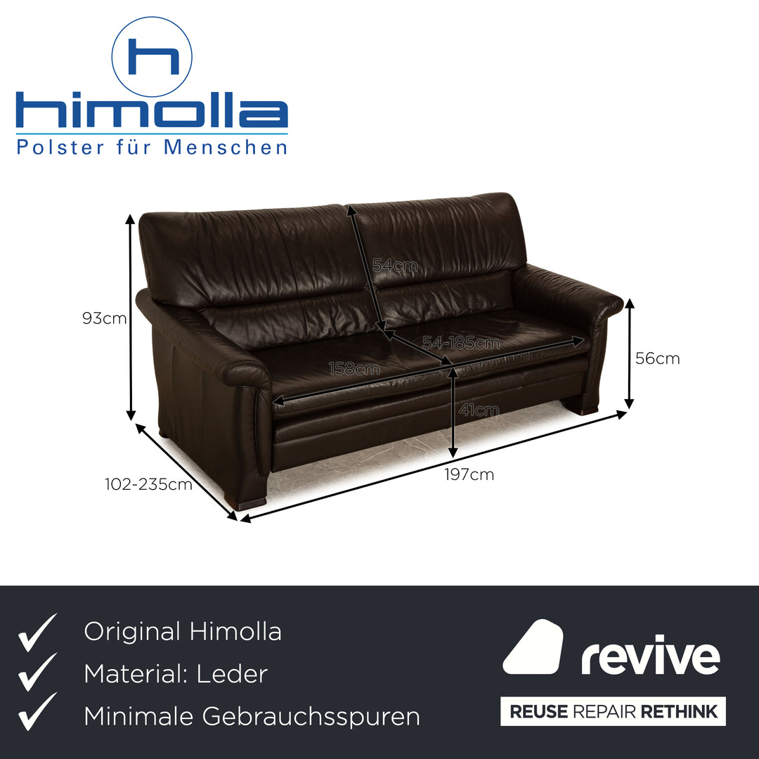 Himolla 2253 Leather Two Seater Dark Brown Sofa Couch Manual Function Sofa Bed