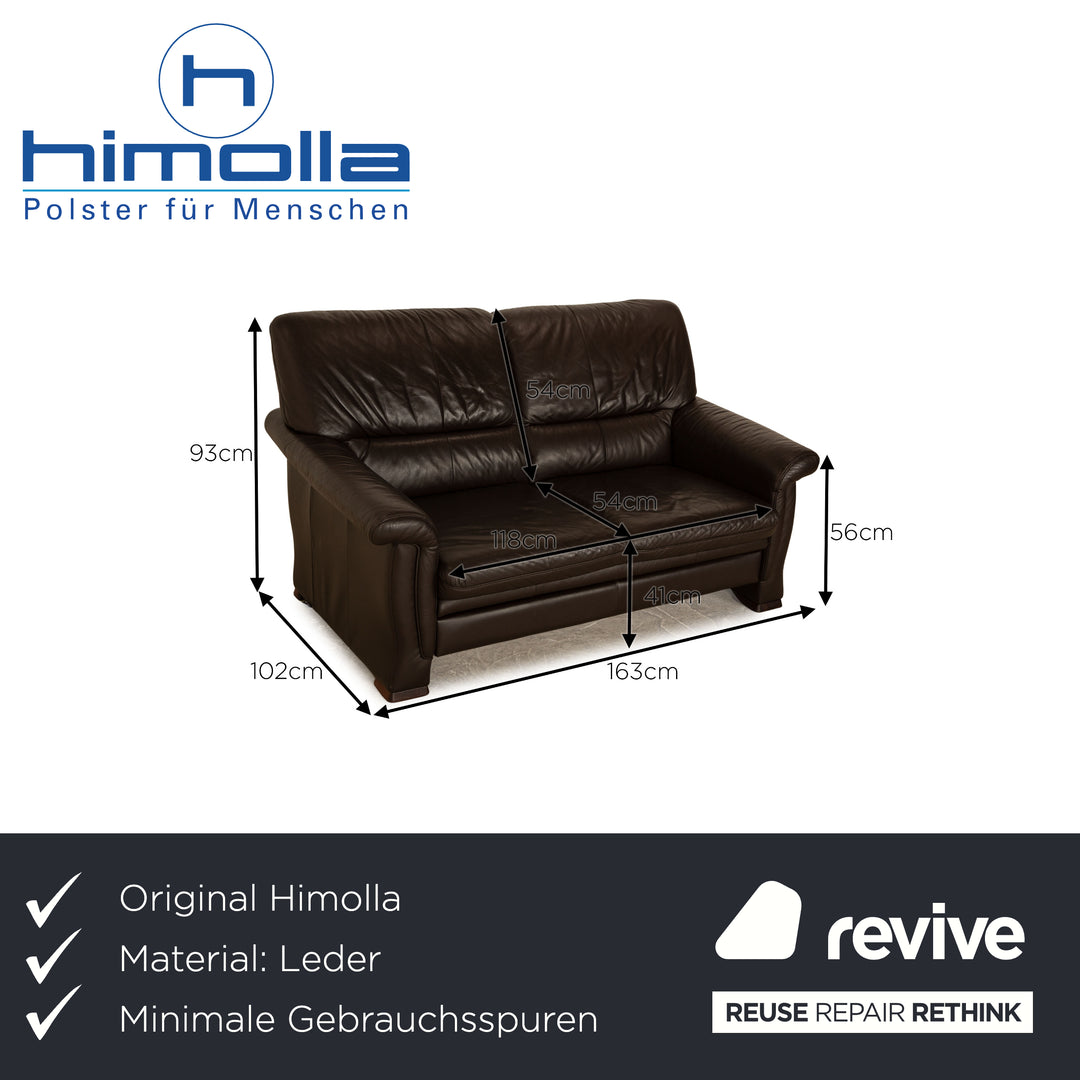 Himolla 2253 Leather Two Seater Dark Brown Sofa Couch Storage Compartment