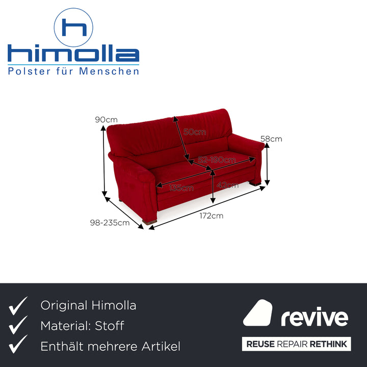 Himolla 2253 Stoff Sofa Garnitur Rot manuelle Funktion Zweisitzer Hocker Couch