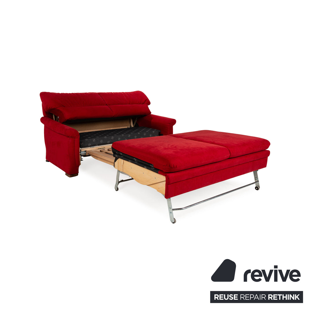 Himolla 2253 Stoff Sofa Garnitur Rot manuelle Funktion Zweisitzer Hocker Couch