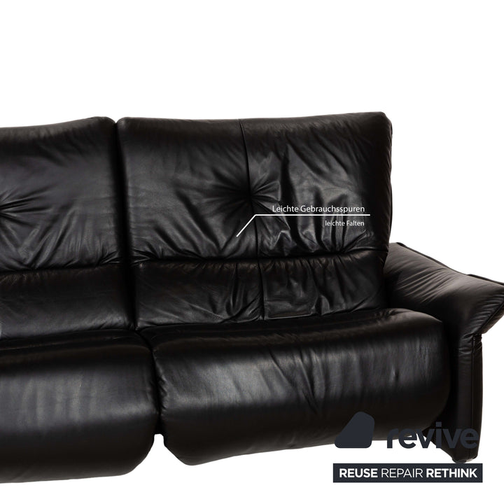 Himolla 4515 Leather Two Seater Black Manual Function Sofa Couch