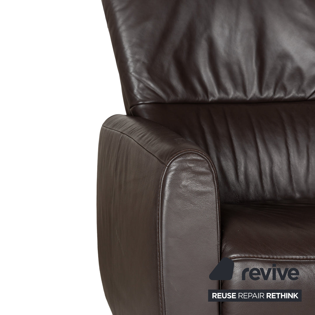 Canapé deux places en cuir marron gris Himolla 4562