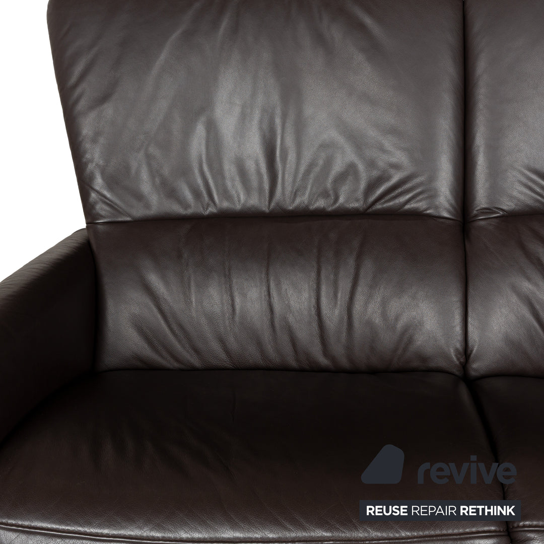 Himolla 4562 Leather Two-Seater Brown Grey Sofa Couch