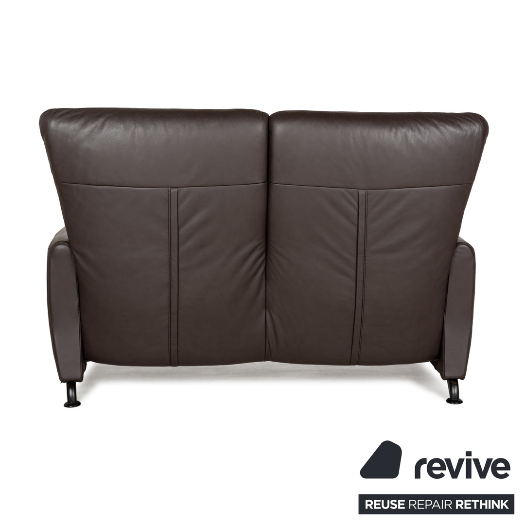 Canapé deux places en cuir marron gris Himolla 4562