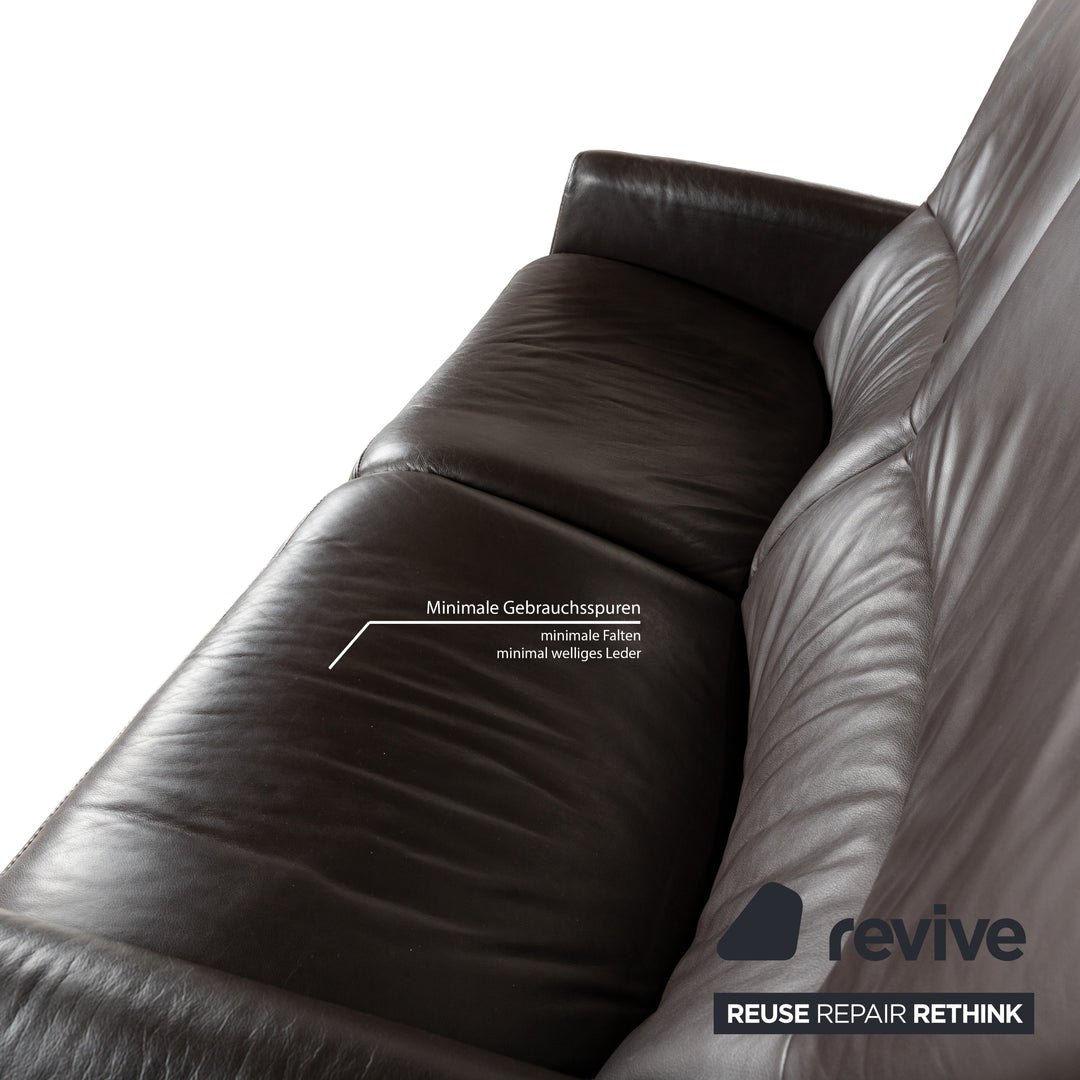 Himolla 4562 Leather Two-Seater Brown Grey Sofa Couch