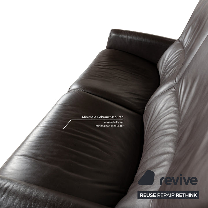 Himolla 4562 Leather Two-Seater Brown Grey Sofa Couch