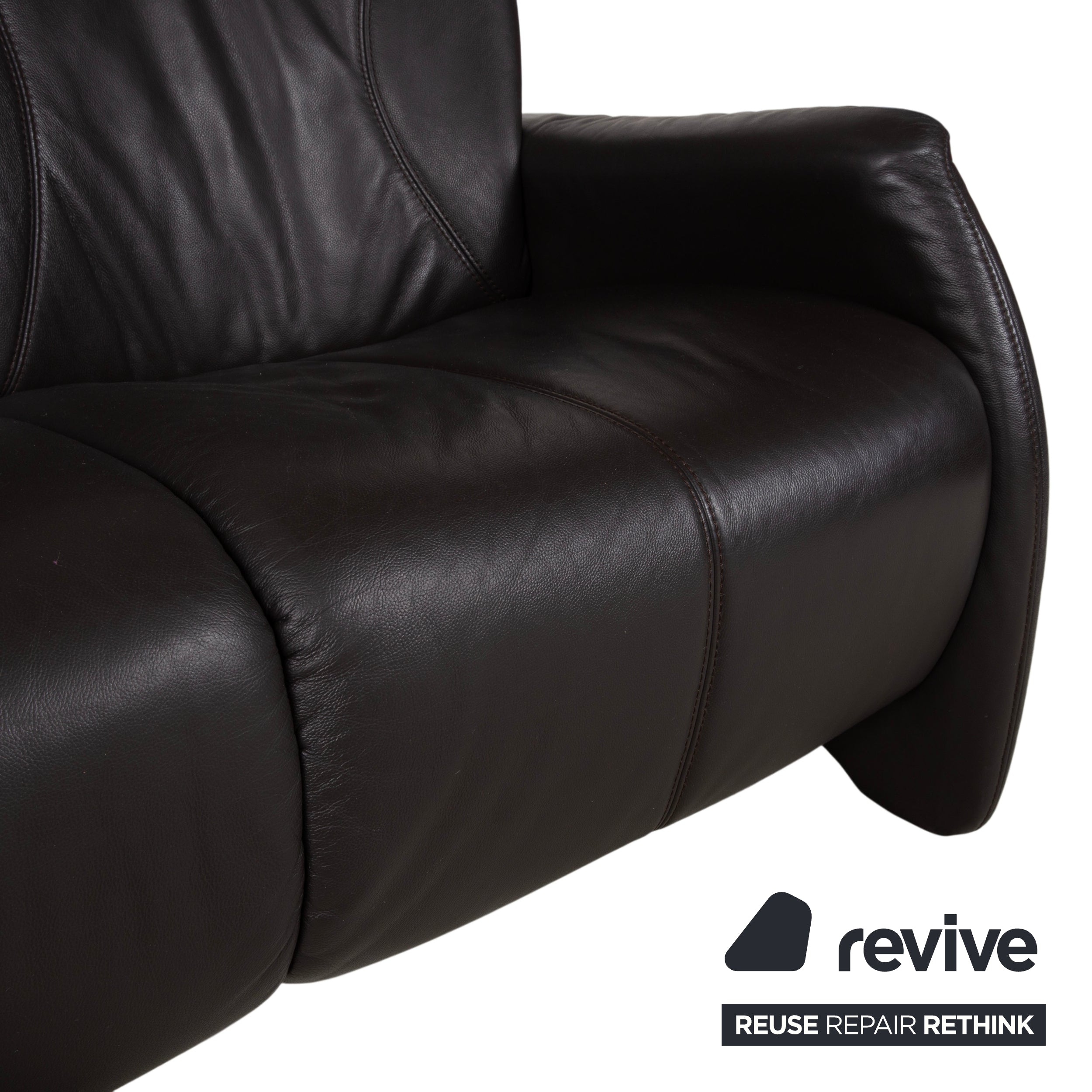 Himolla 4571 Leather Three-Seater Anthracite Grey Sofa Couch