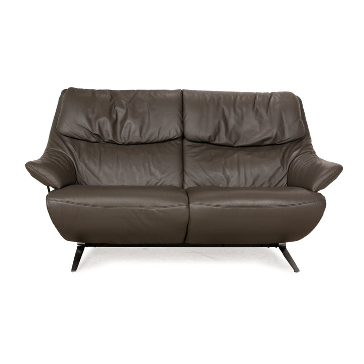 Himolla 4602 Leather Two Seater Grey Grey-Brown Electric Function Sofa Couch