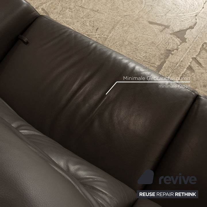 Himolla 4707 Leder Dreisitzer Anthrazit Grau manuelle Funktion Sofa Couch
