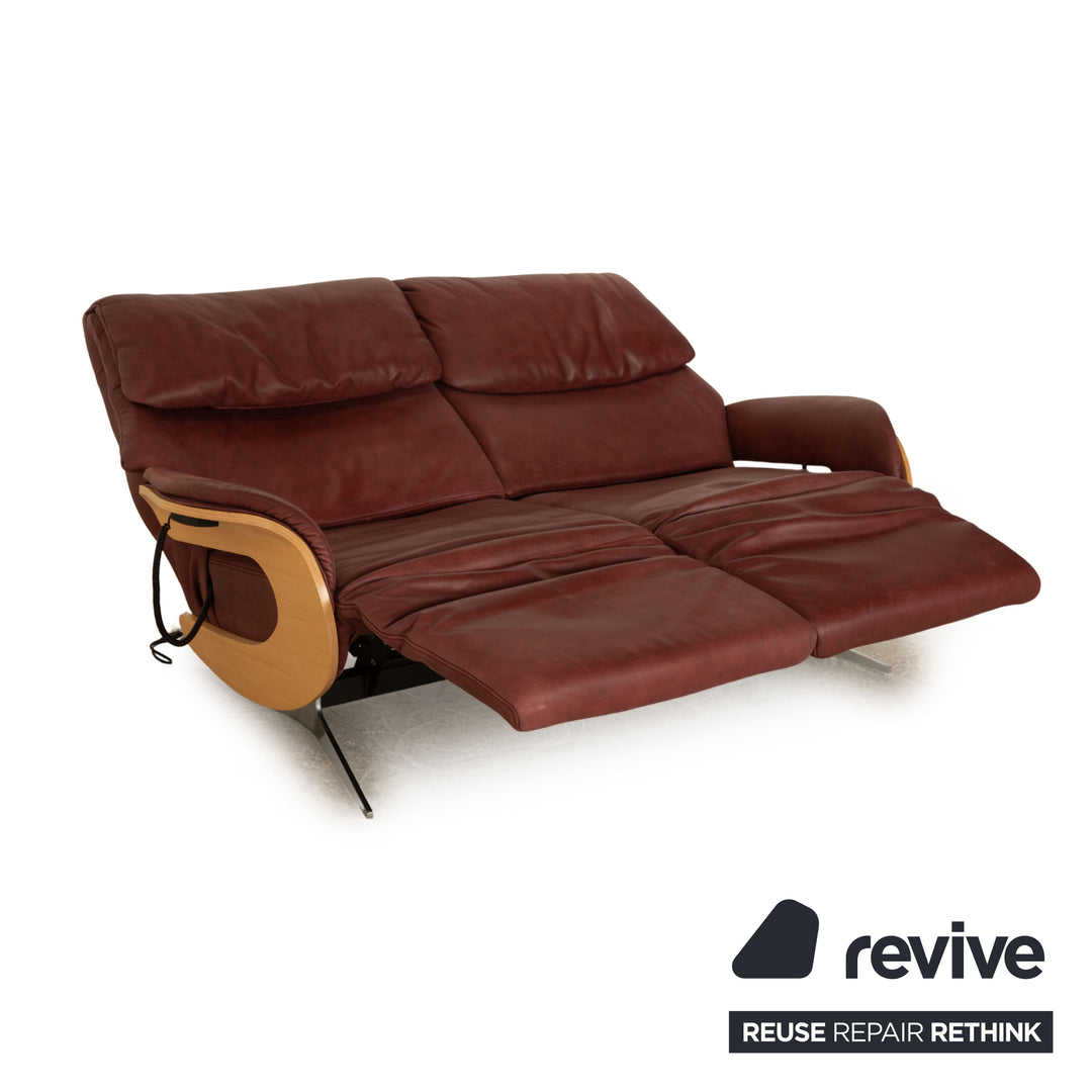 Himolla 4818 Leather Two-Seater Red Wine Red Electric Function