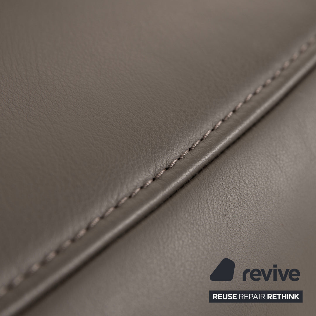 Himolla 4879 Leder Dreisitzer Sofa Grau Braun Taupe Couch