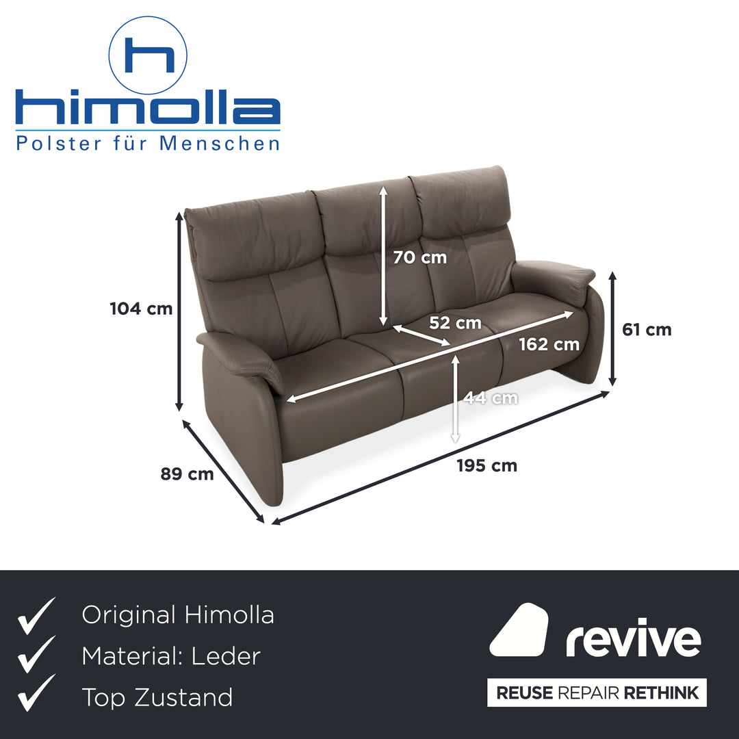 Himolla 4879 Leder Dreisitzer Sofa Grau Braun Taupe Couch