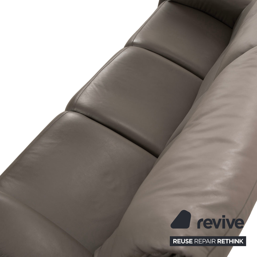 Himolla 4879 Leder Dreisitzer Sofa Grau Braun Taupe Couch