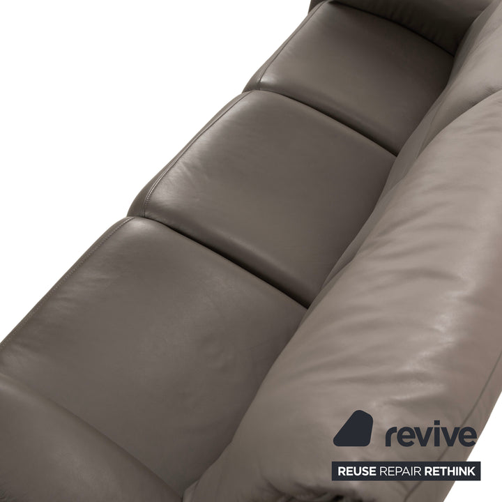 Himolla 4879 Leder Dreisitzer Sofa Grau Braun Taupe Couch