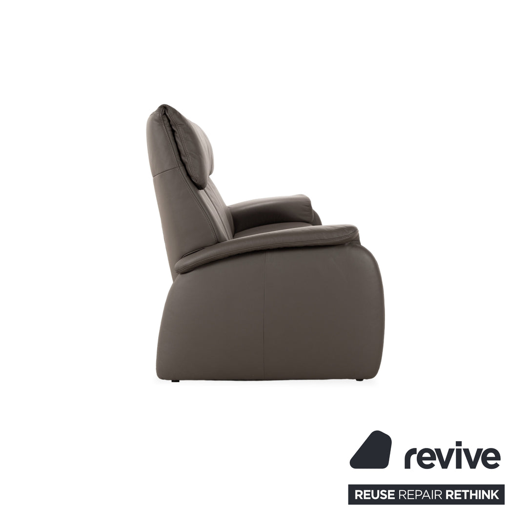 Himolla 4879 Leder Dreisitzer Sofa Grau Braun Taupe Couch