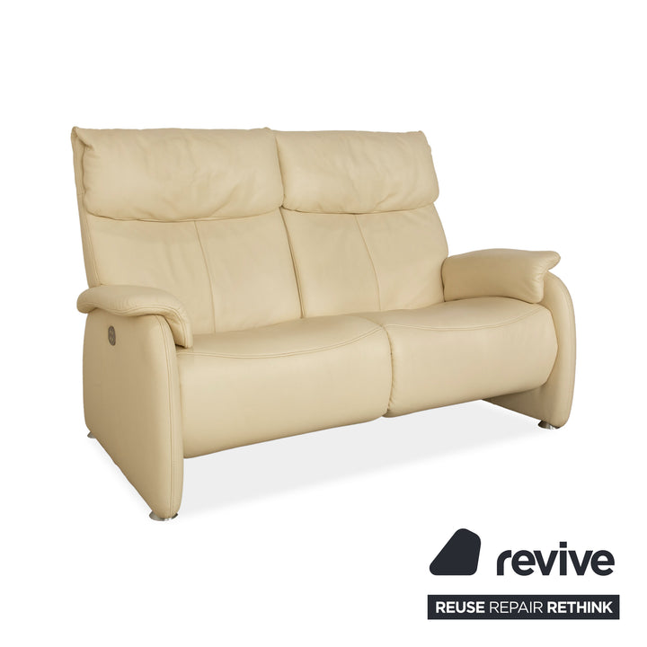 Himolla 4879 Leather Two-Seater Cream Electric Function Sofa Couch Relax Function